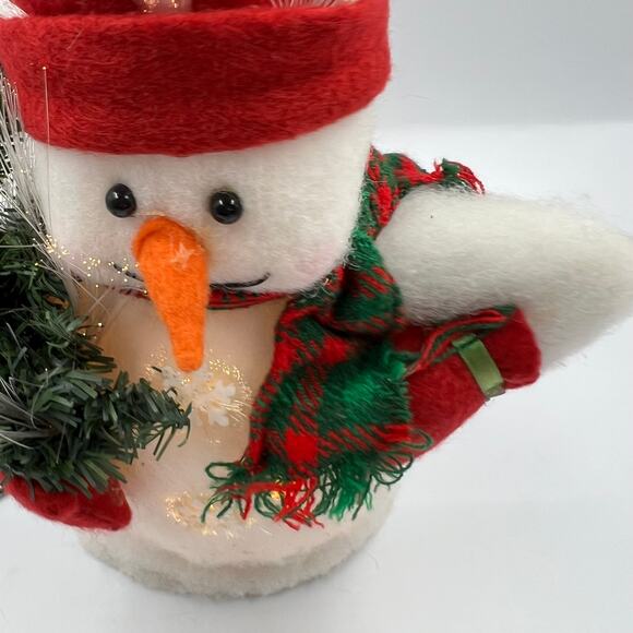 Vintage Fiber Optic Snowman Holding Christmas Tree NO PLUG TESTED - Picture 8 of 15